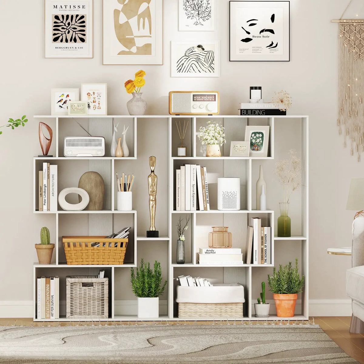 47 Inch 6-Cube Open-back Geometric Bookshelf for Bedroom Living Room by DirectDeals