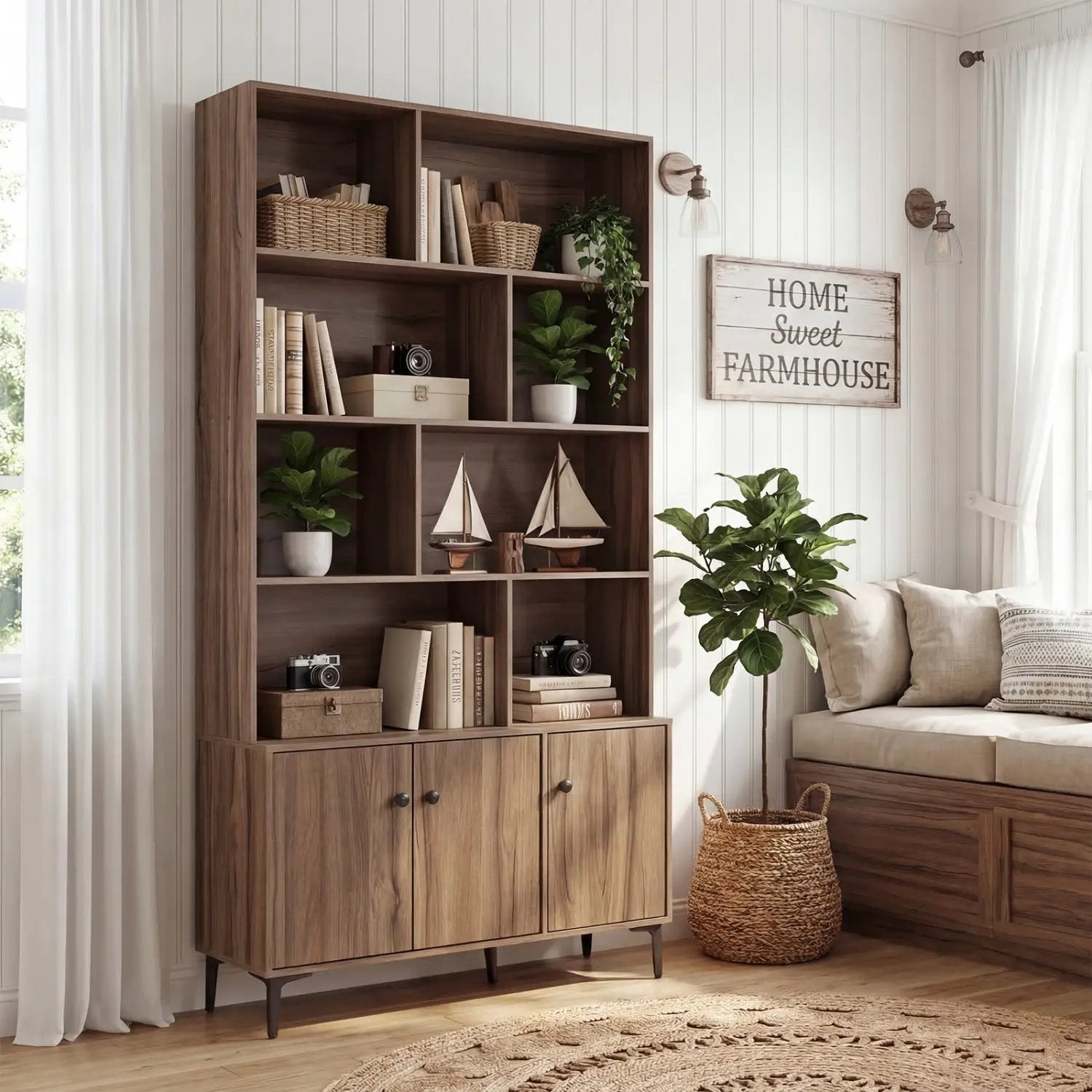 Bookshelf with 3 Doors and 2 Anti-Tipping Kits for Home Office by DirectDeals