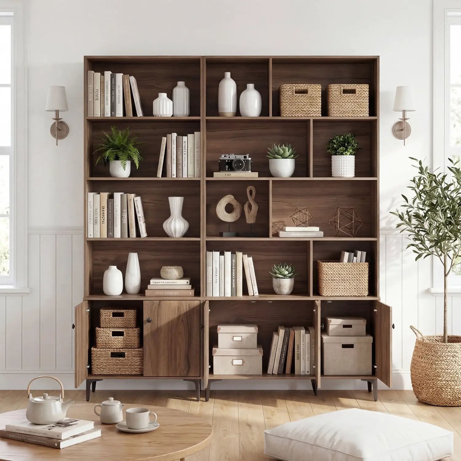 Bookshelf with 3 Doors and 2 Anti-Tipping Kits for Home Office by DirectDeals