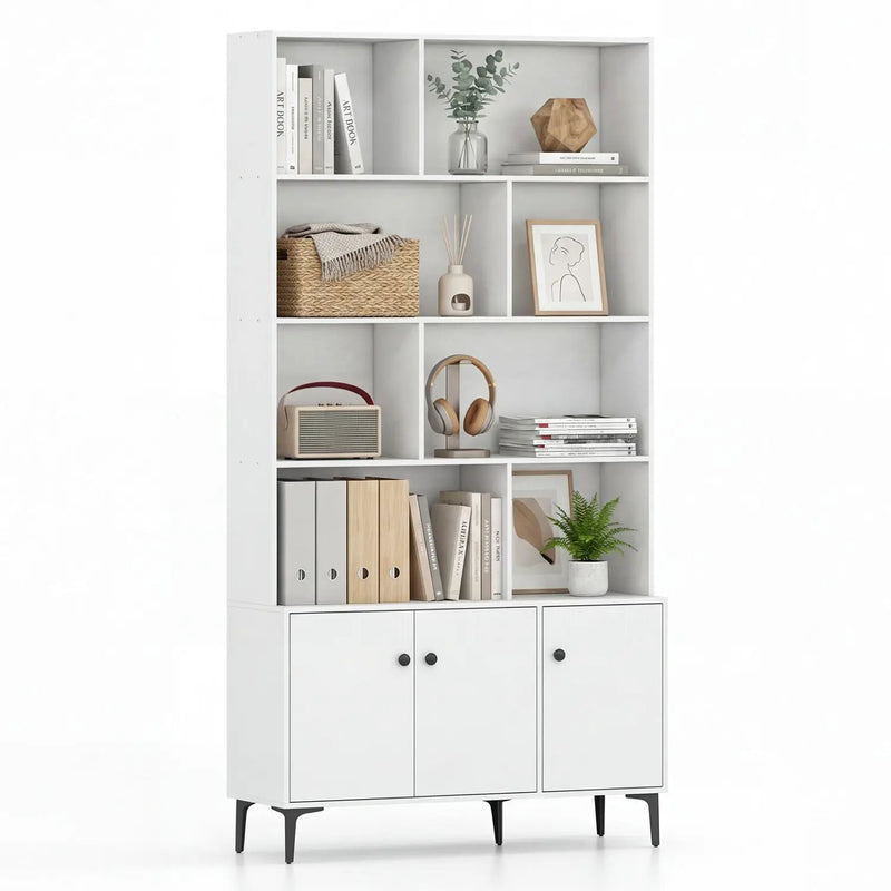 Bookshelf with 3 Doors and 2 Anti-Tipping Kits for Home Office by DirectDeals