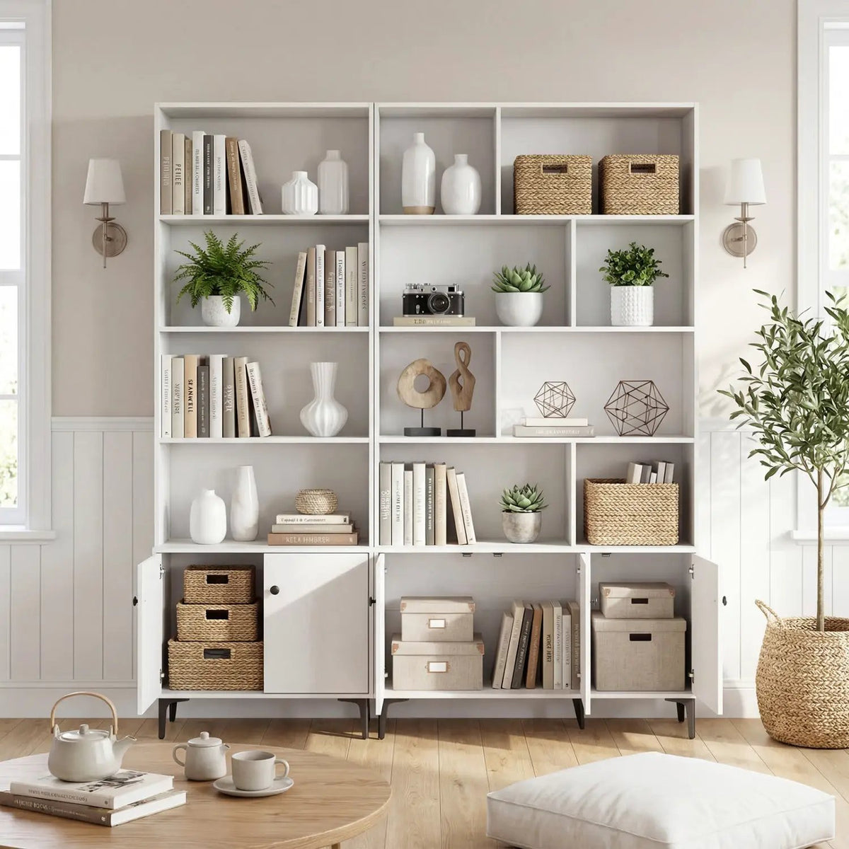 Bookshelf with 3 Doors and 2 Anti-Tipping Kits for Home Office by DirectDeals
