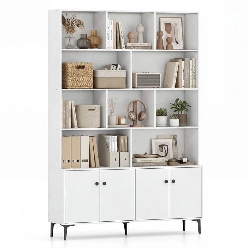 Bookshelf with 4 Doors and 2 Anti-Tipping Kits for Home Office by DirectDeals