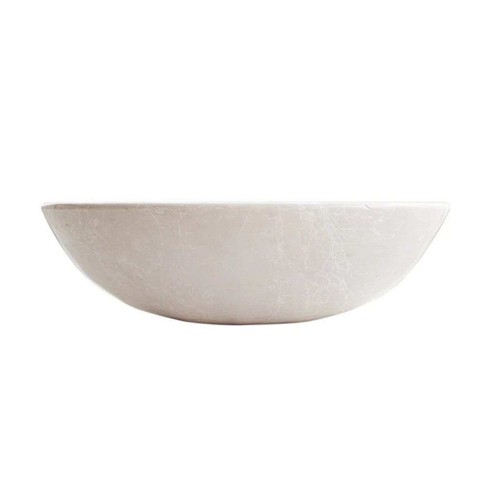 Botticino Marble Natural Stone Oval Vessel Sink - Honed Finish 16x20.5x6 Inches by GobekDesign