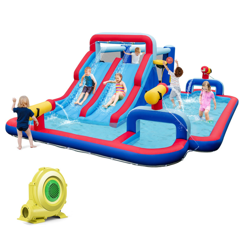 Inflatable Bounce House with 2 Water Slides and 3 Water Cannons with 950W Blower by DirectDeals