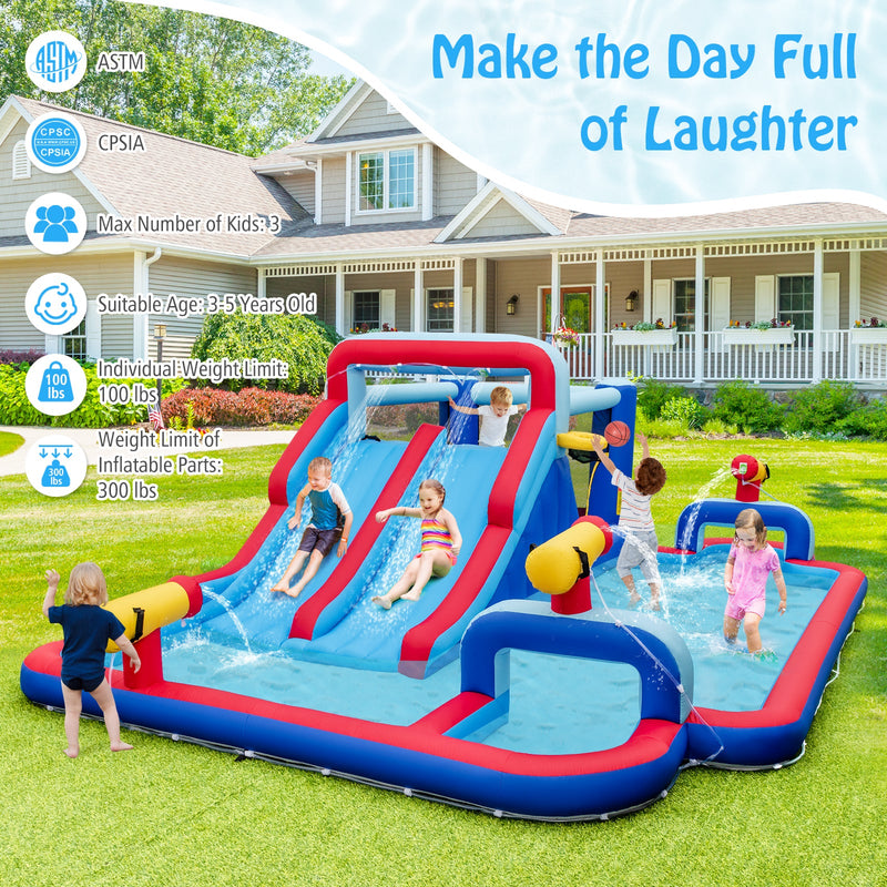 Inflatable Bounce House with 2 Water Slides and 3 Water Cannons with 950W Blower by DirectDeals