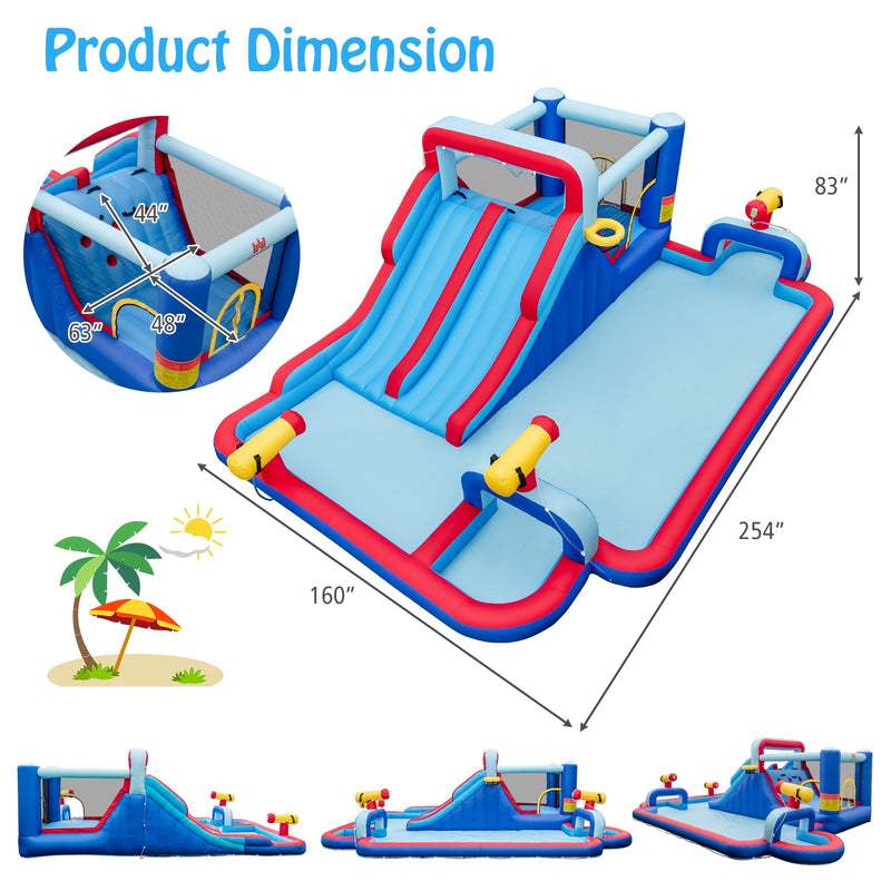 Inflatable Bounce House with 2 Water Slides and 3 Water Cannons with 950W Blower by DirectDeals