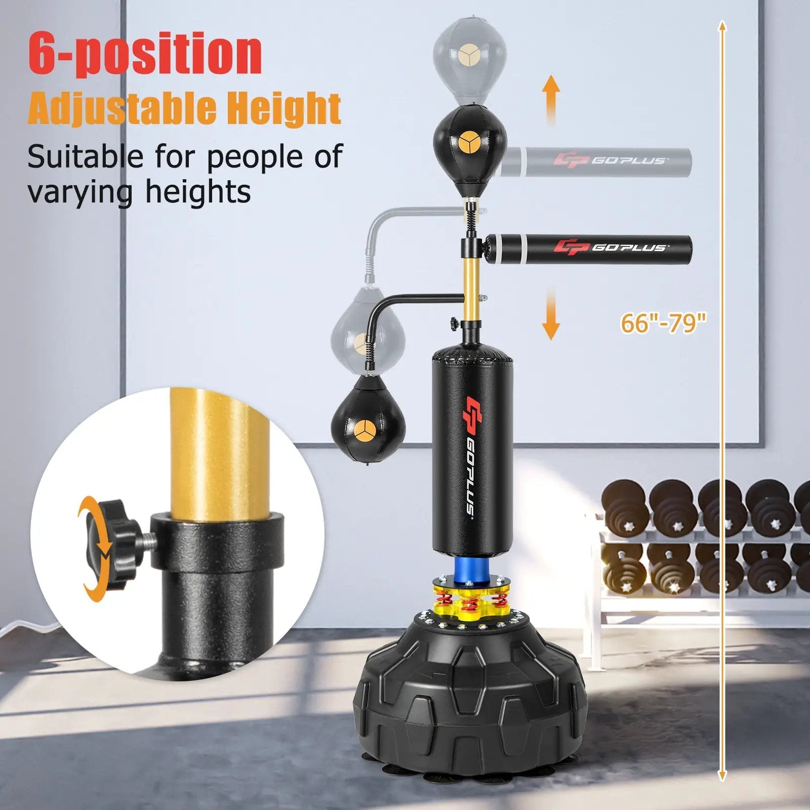 Boxing Speed Trainer Freestanding Fillable 360° Spinning Bar Adjustable Height by DirectDeals