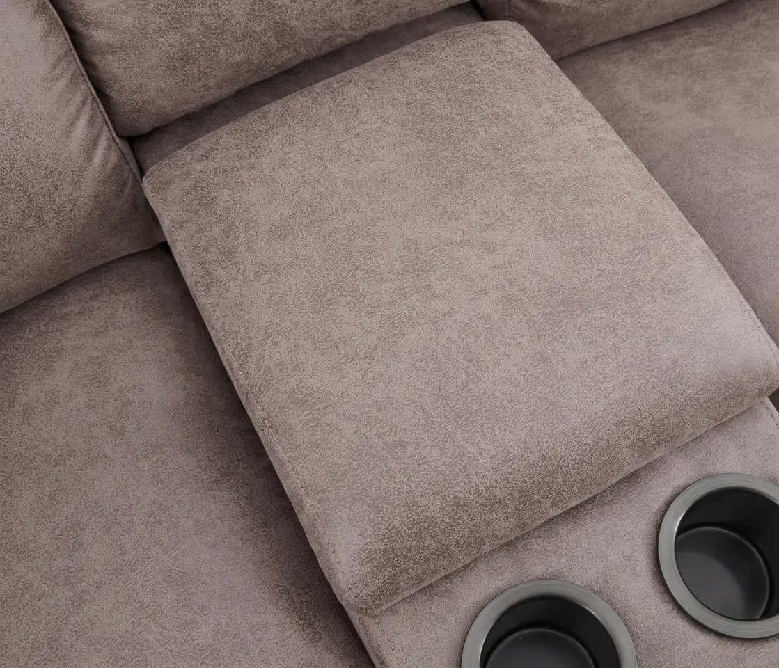 Branson Zero Slate 6-Piece Dual Power Reclining Modular Sectional with Storage Console by Ornate Furniture