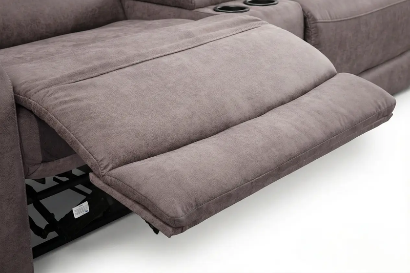 Branson Zero Slate 6-Piece Dual Power Reclining Modular Sectional with Storage Console by Ornate Furniture