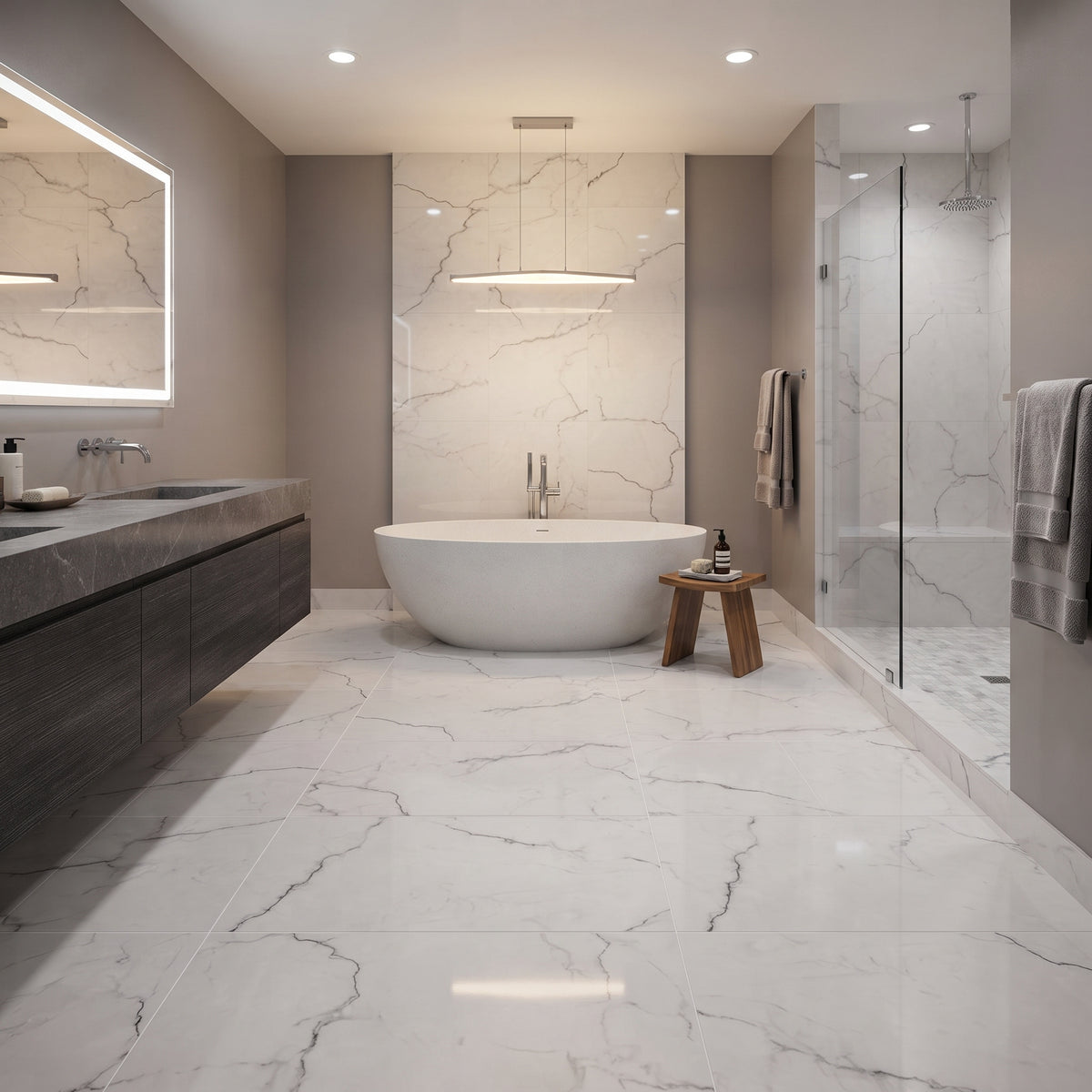 Brighton Grey Polished Porcelain Tiles 24x48, photo 7 of 7