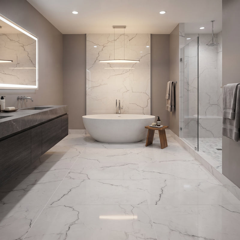 Brighton Grey Polished Porcelain Tiles 24x48, photo 7 of 7