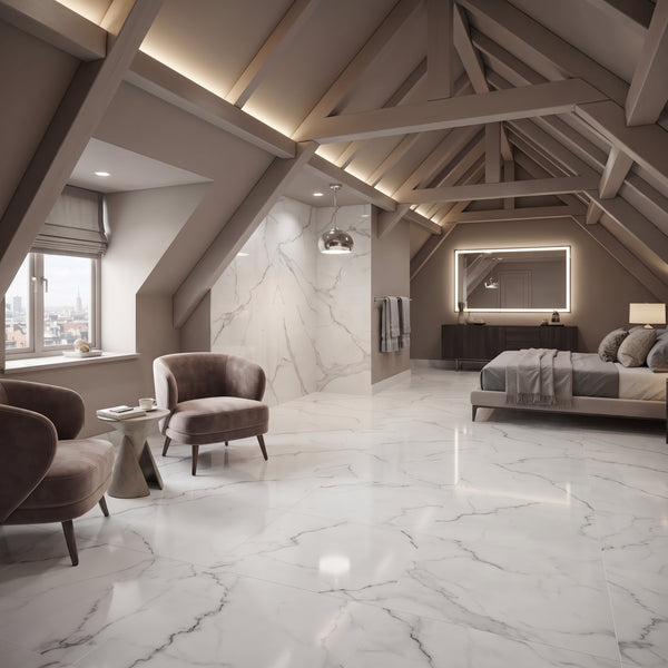 Brighton Grey Polished Porcelain Tiles 24x48