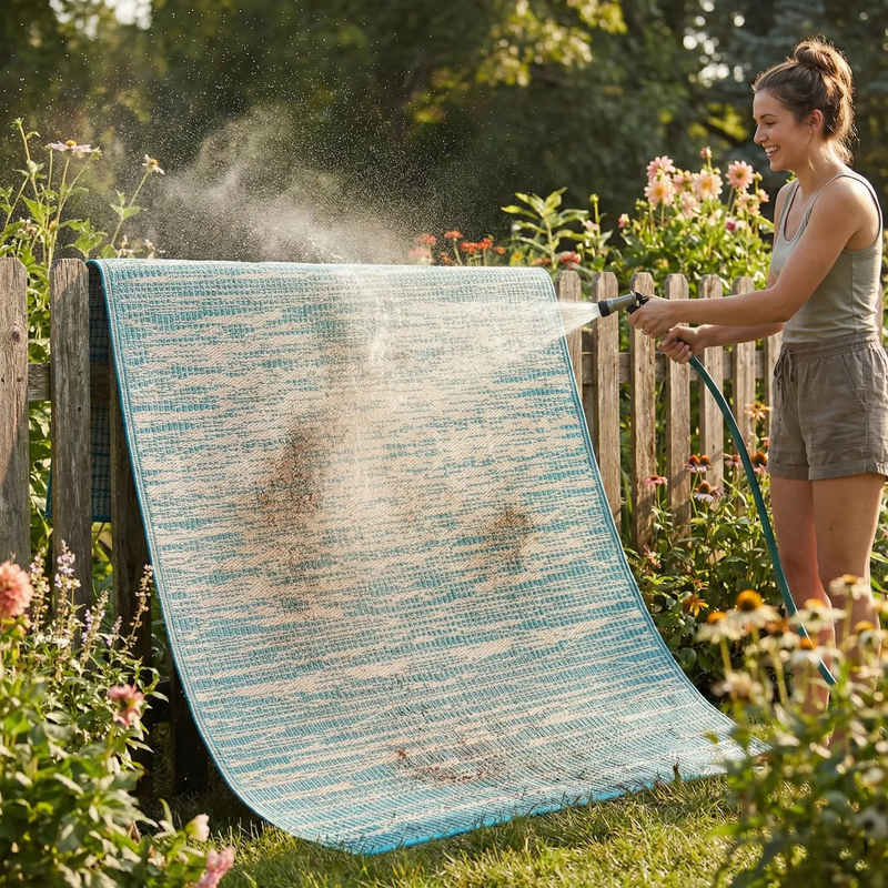 Brooklyn - Teal Outdoor Rug for Patio FINAL SALE by Fab Habitat