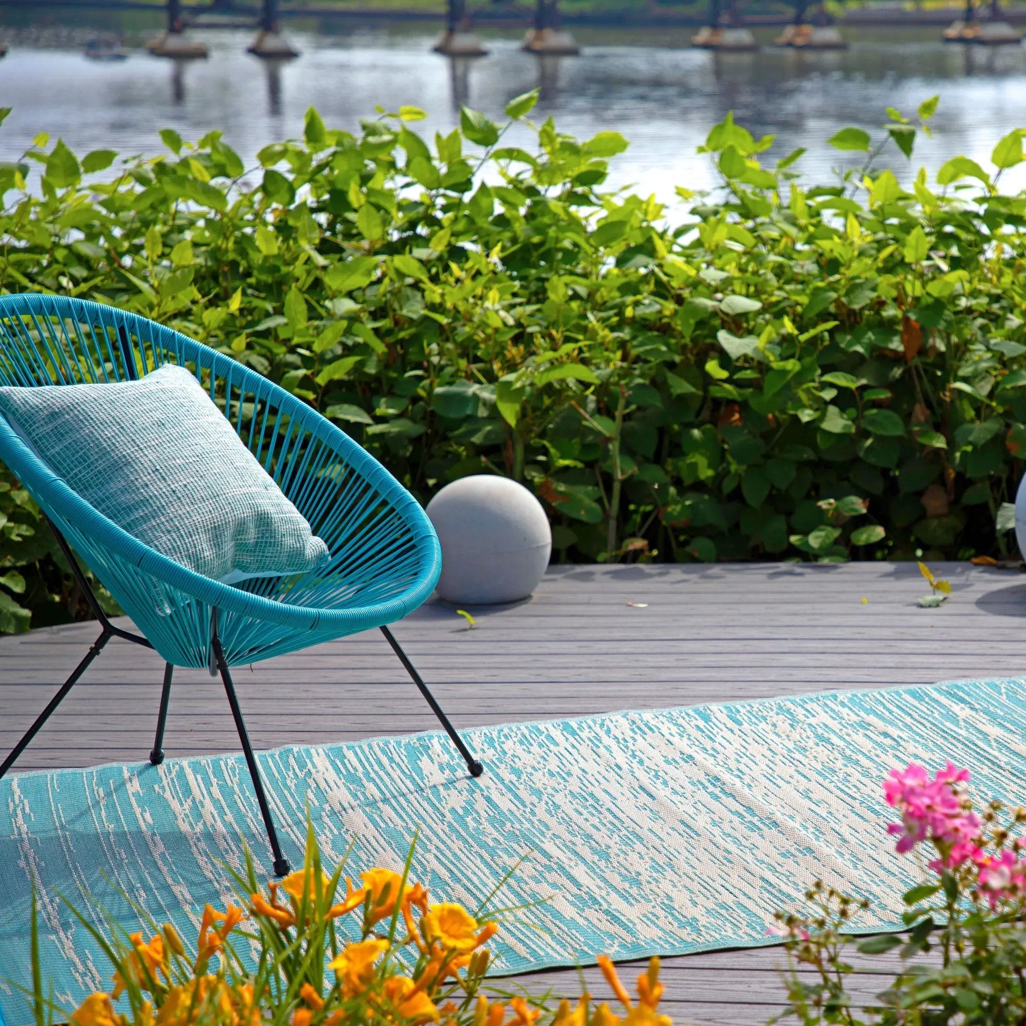 Brooklyn - Teal Outdoor Rug for Patio FINAL SALE by Fab Habitat