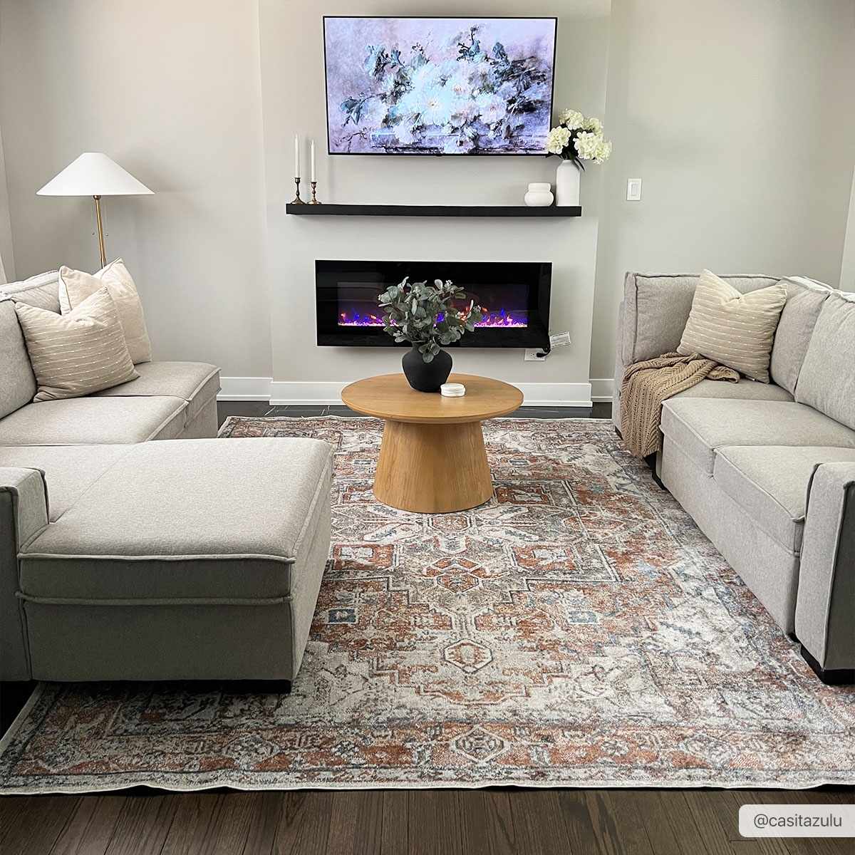 Rust Hera Washable Area Rug - Clearance by Boutique Rugs