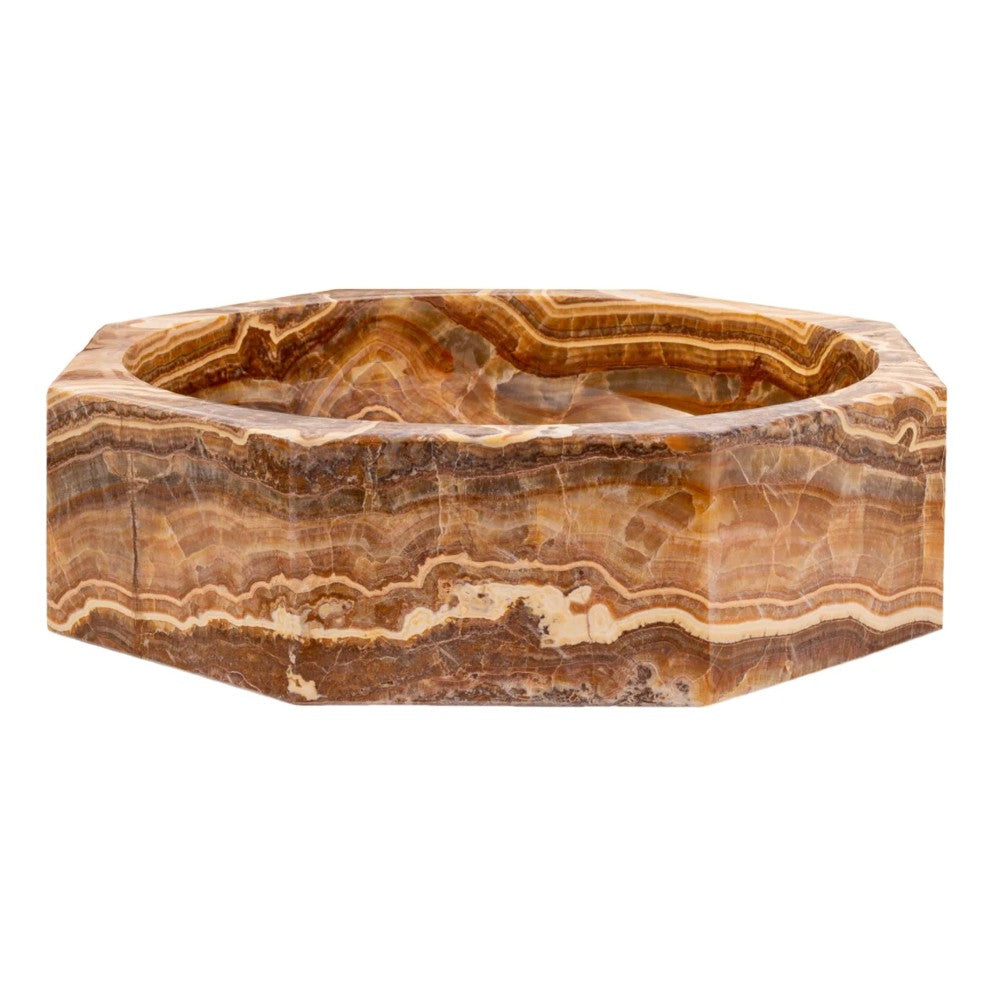 Brown Onyx Translucent Octagon Vessel Sink - Polished Natural Stone 17x5 inch by GobekDesign