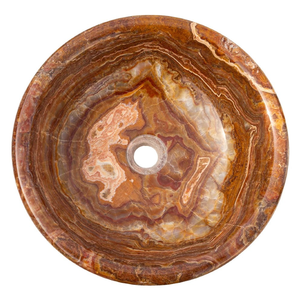 Brown Onyx Translucent Natural Stone Polished Drop-in Vessel Sink 16 x 6 Inch by GobekDesign