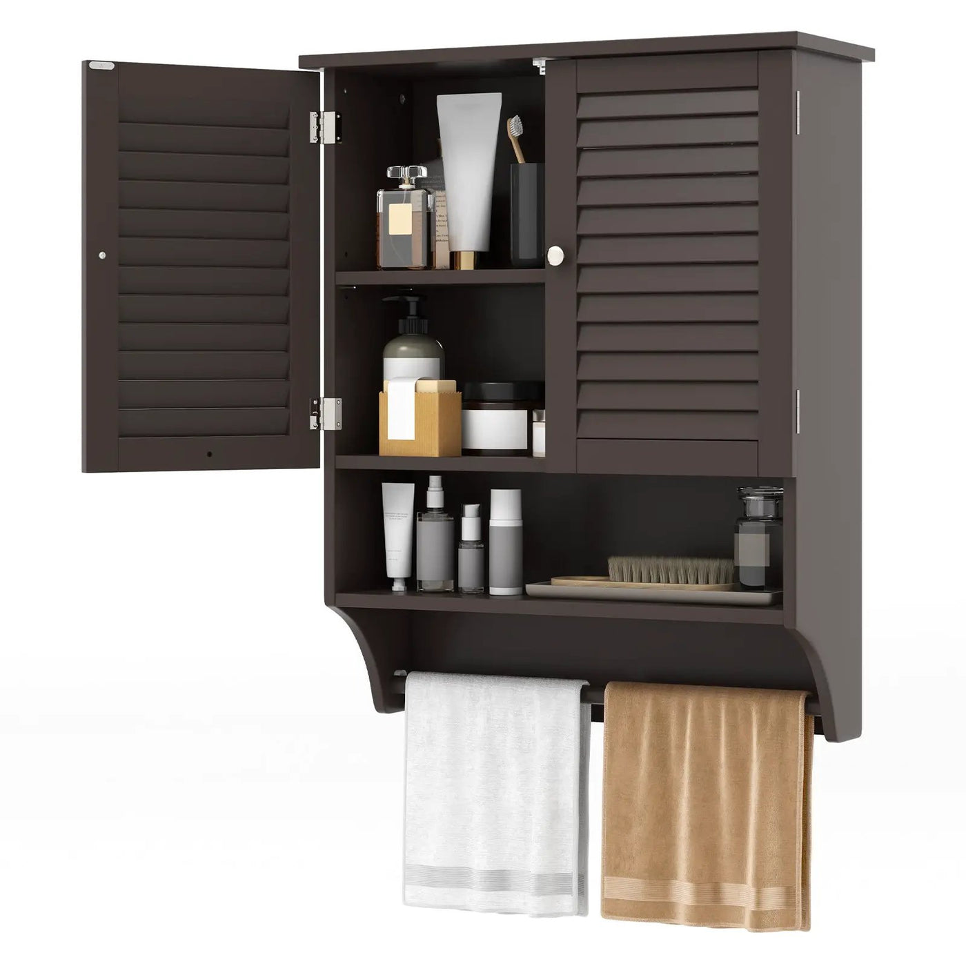2-Doors Bathroom Wall-Mounted Medicine Cabinet with Towel Bar by DirectDeals