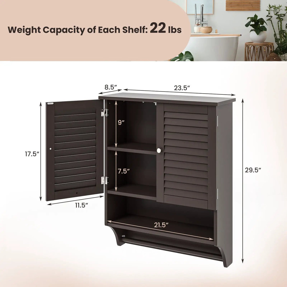2-Doors Bathroom Wall-Mounted Medicine Cabinet with Towel Bar by DirectDeals