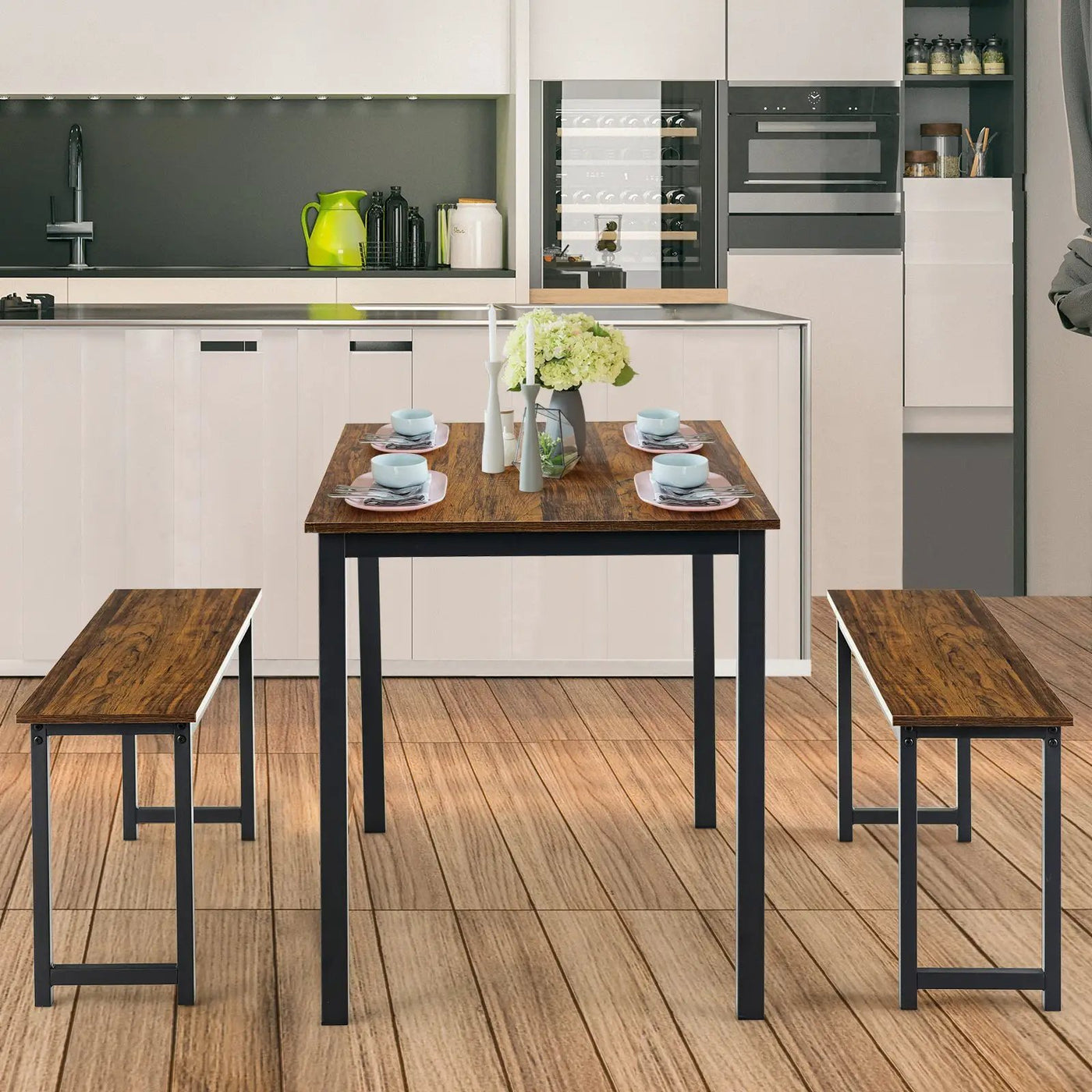 11 Pieces Patio Dining Set with 15 Feet Double-Sided Patio Umbrella Base Included by DirectDeals