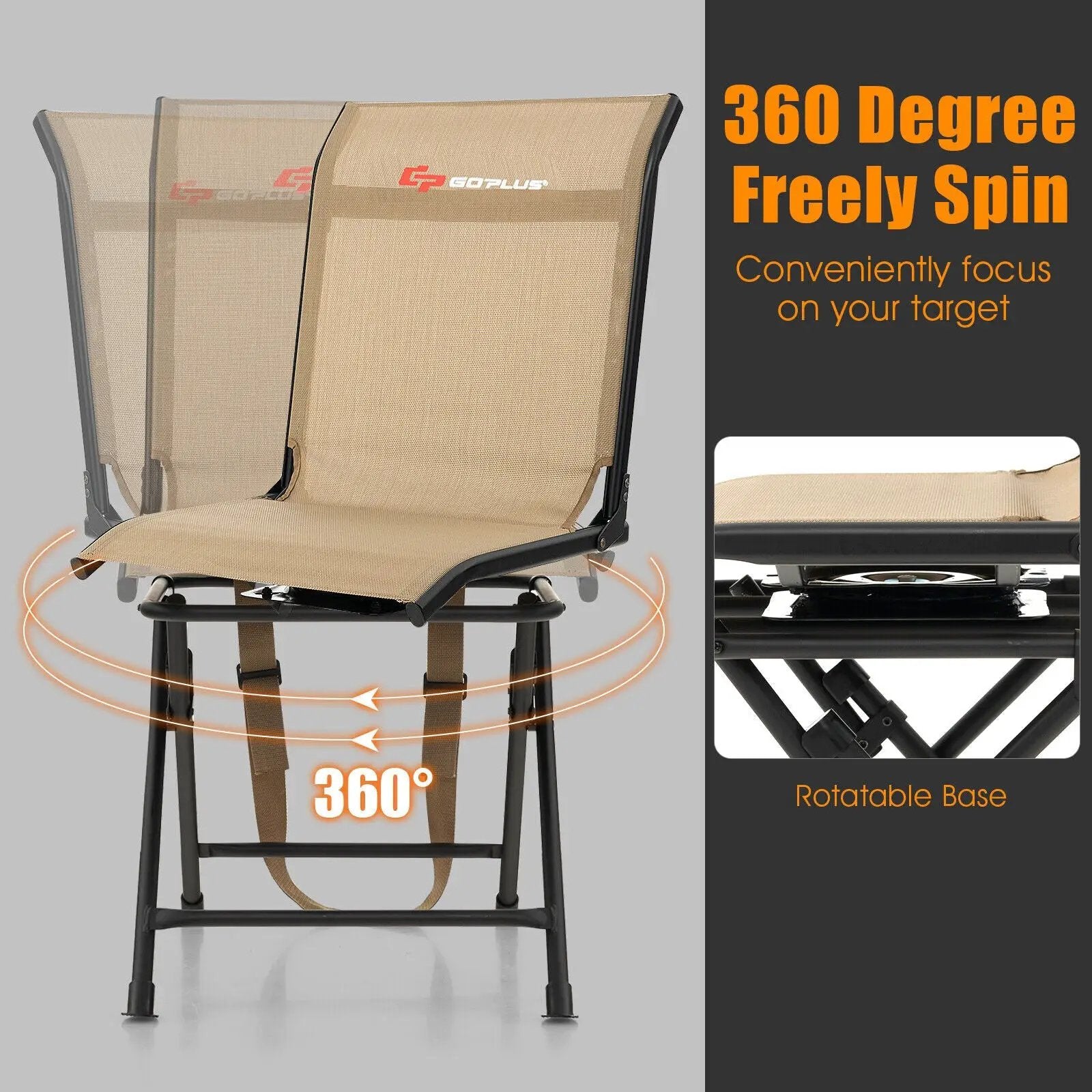 All weather Outdoor Foldable 360 Degree Swivel Chair with Iron Frame by DirectDeals