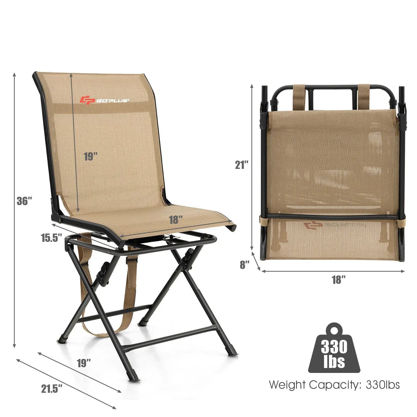 All weather Outdoor Foldable 360 Degree Swivel Chair with Iron Frame by DirectDeals