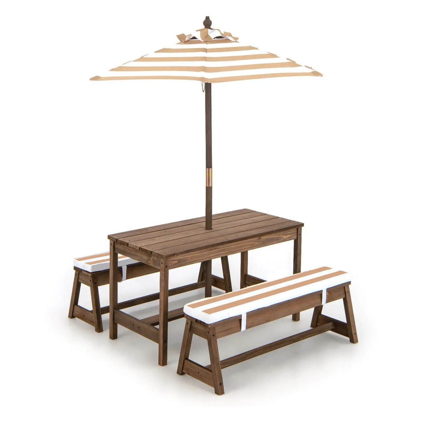 Kids Picnic Table and Bench Set with Cushions and Height Adjustable Umbrella by DirectDeals