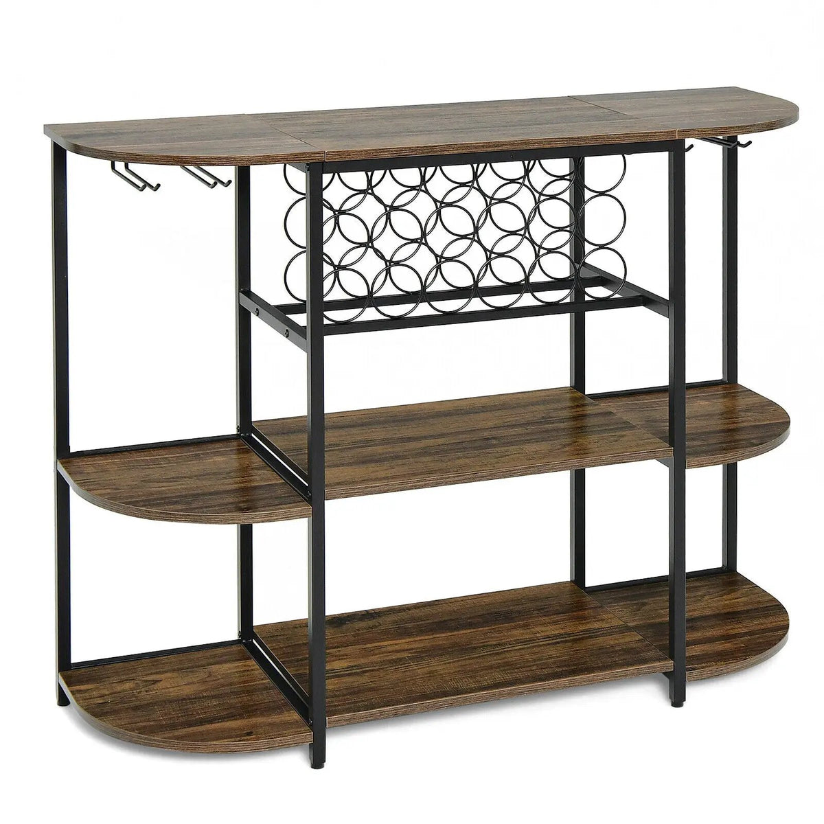 47 Inches Wine Rack Table with Glass Holder and Storage Shelves by DirectDeals