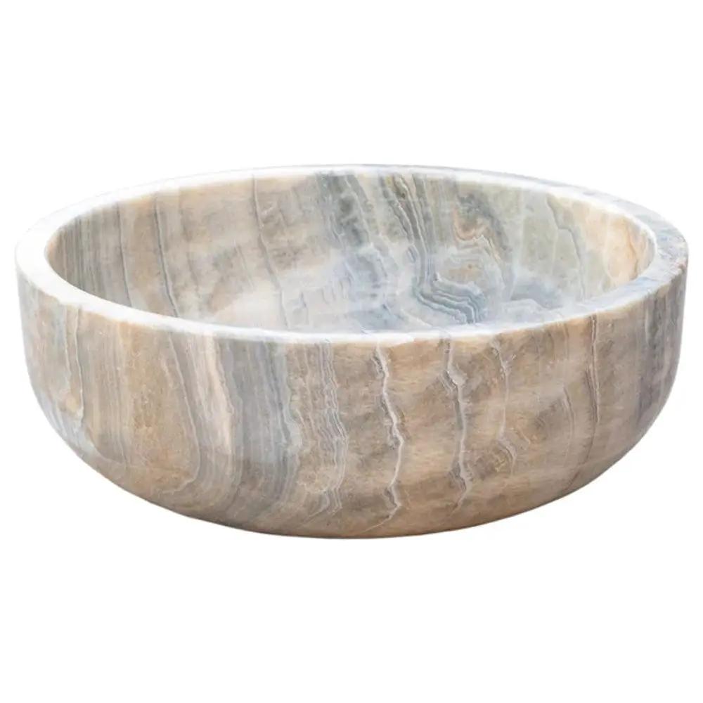 Gray Translucent Turkish Onyx Natural Stone Vessel Sink - Polished 16 Inch x 6 Inch by GobekDesign