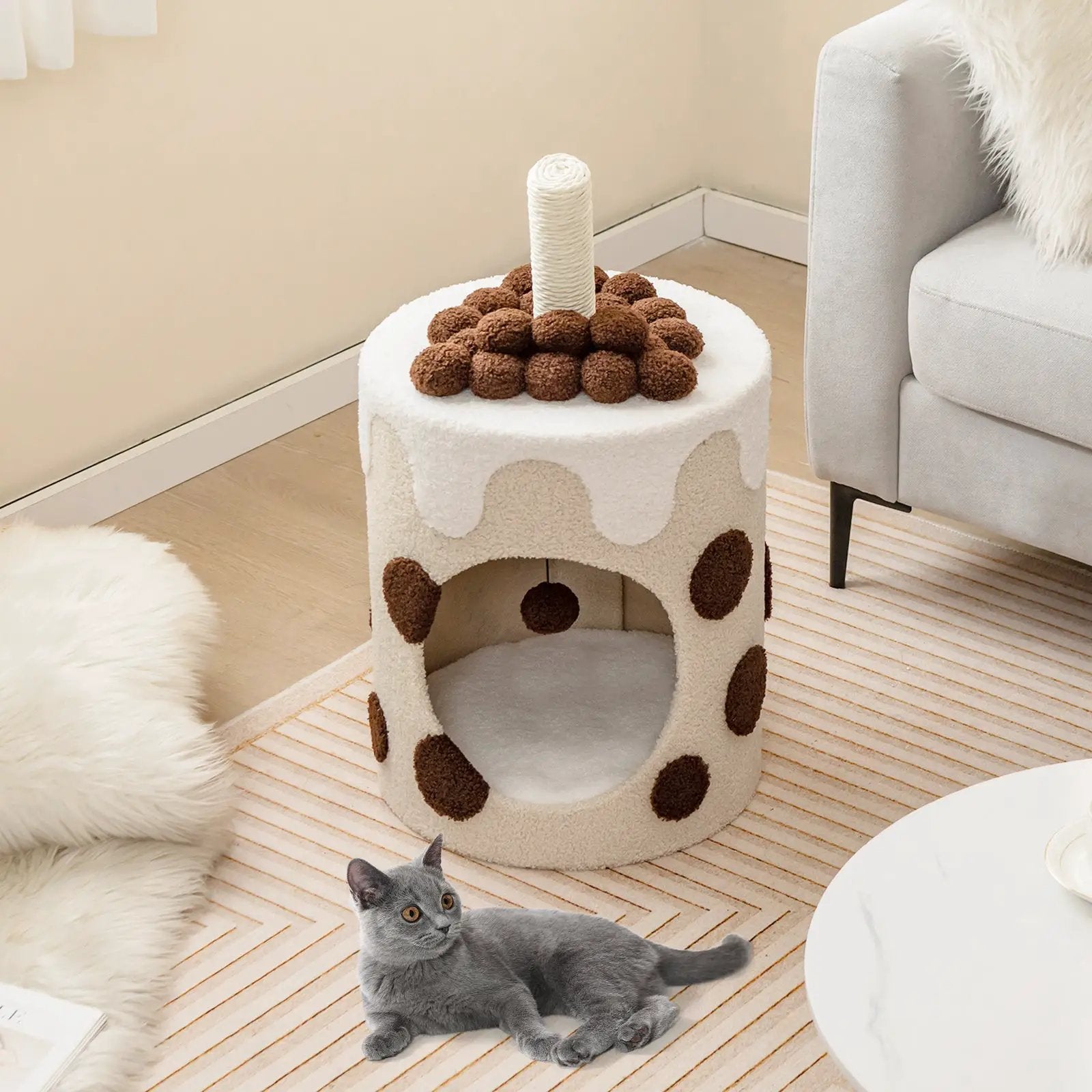 Bubble Tea Cat Tree Tower with Scratching Post by DirectDeals