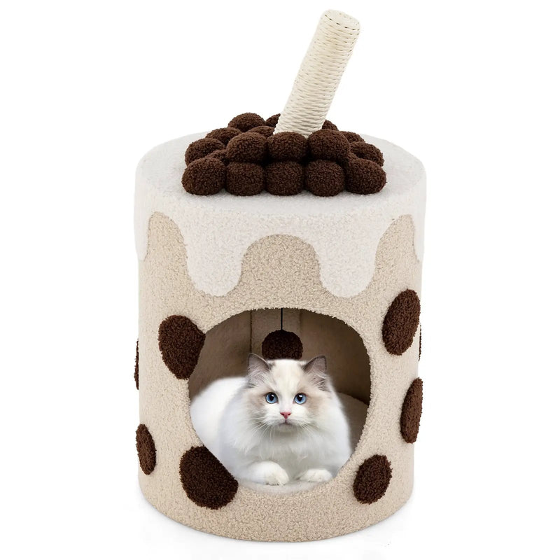 Bubble Tea Cat Tree Tower with Scratching Post by DirectDeals