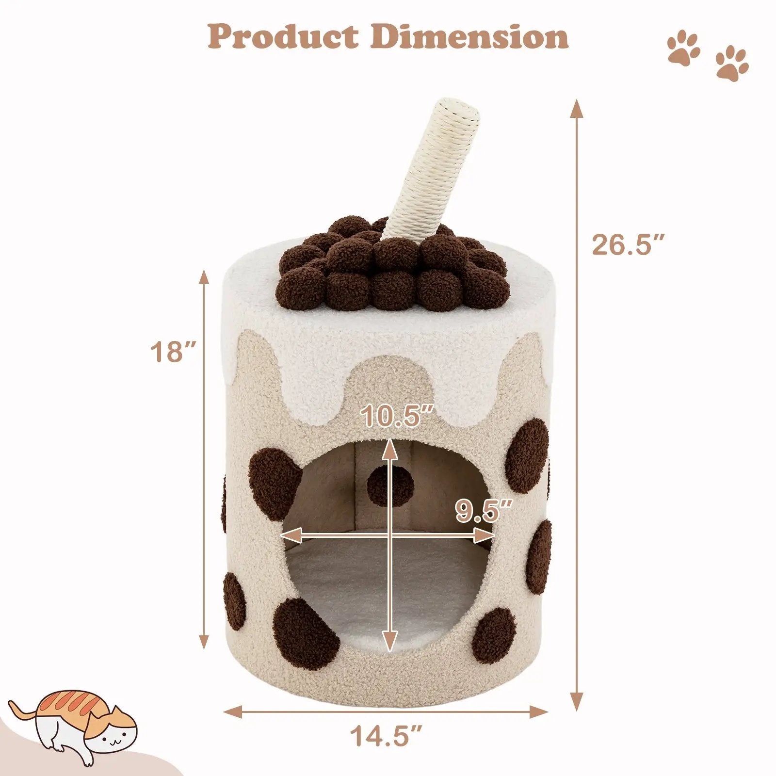 Bubble Tea Cat Tree Tower with Scratching Post by DirectDeals