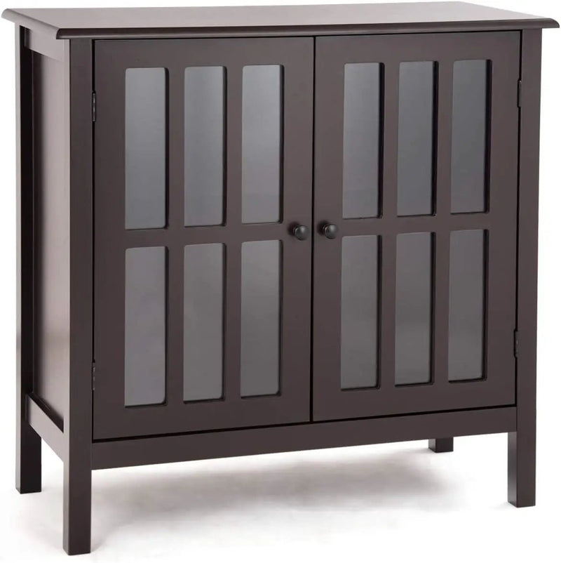 Glass Door Sideboard Console Storage Buffet Cabinet by DirectDeals
