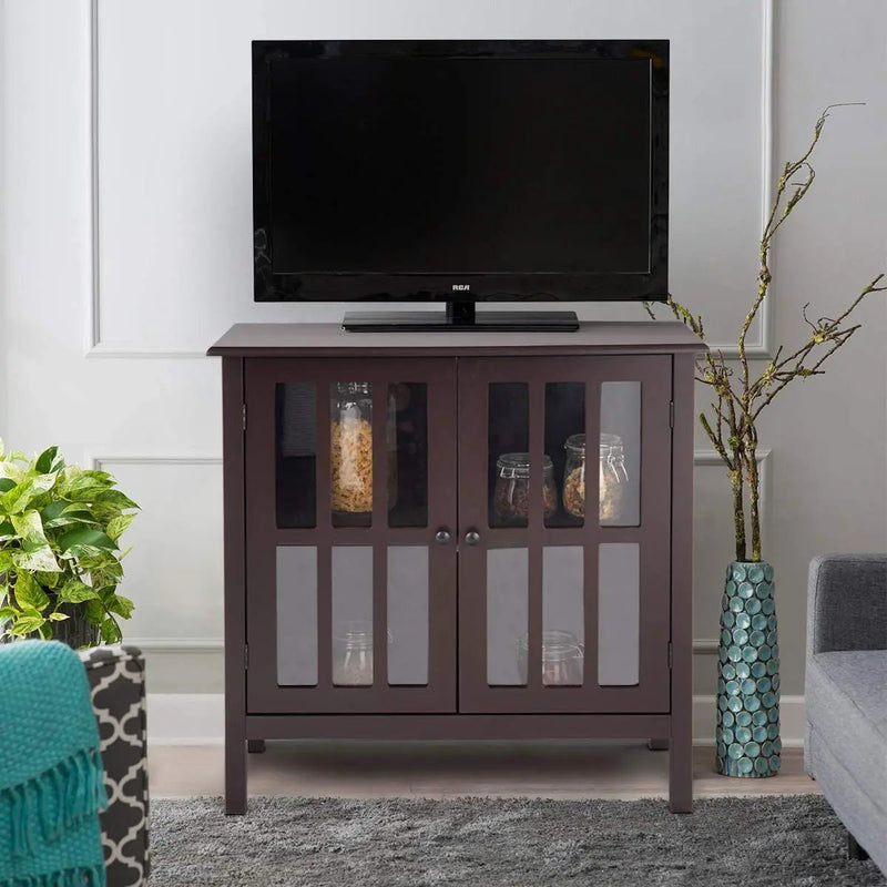 Glass Door Sideboard Console Storage Buffet Cabinet by DirectDeals