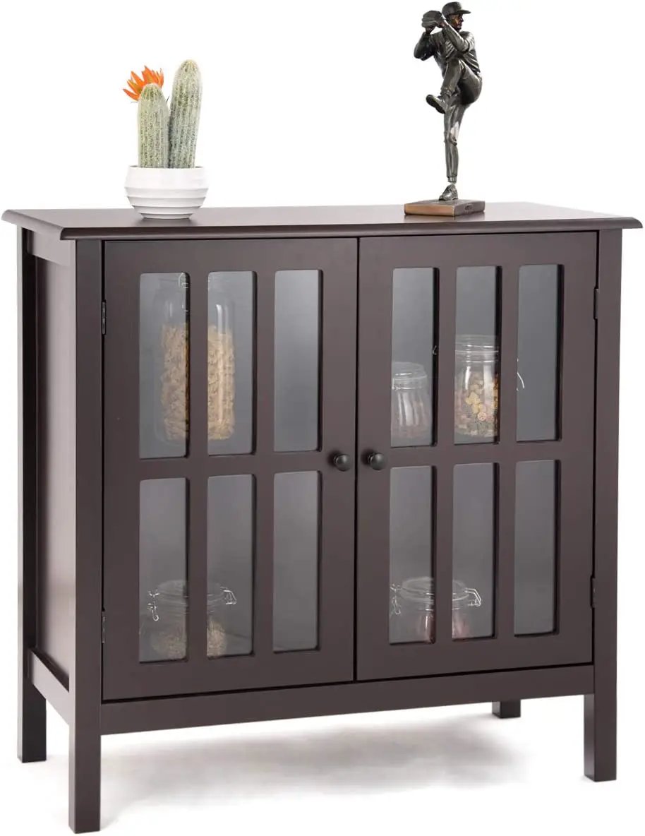 Glass Door Sideboard Console Storage Buffet Cabinet by DirectDeals