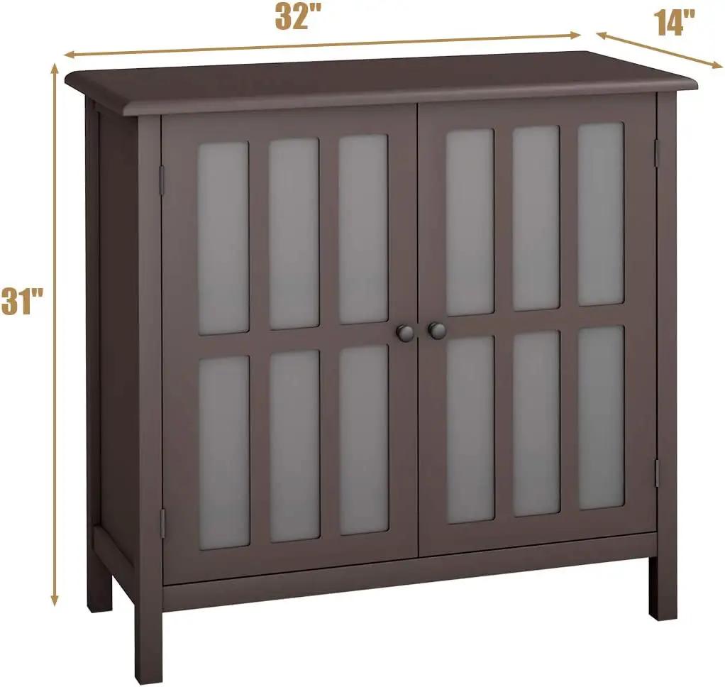 Glass Door Sideboard Console Storage Buffet Cabinet by DirectDeals