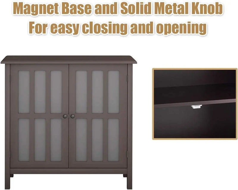 Glass Door Sideboard Console Storage Buffet Cabinet by DirectDeals