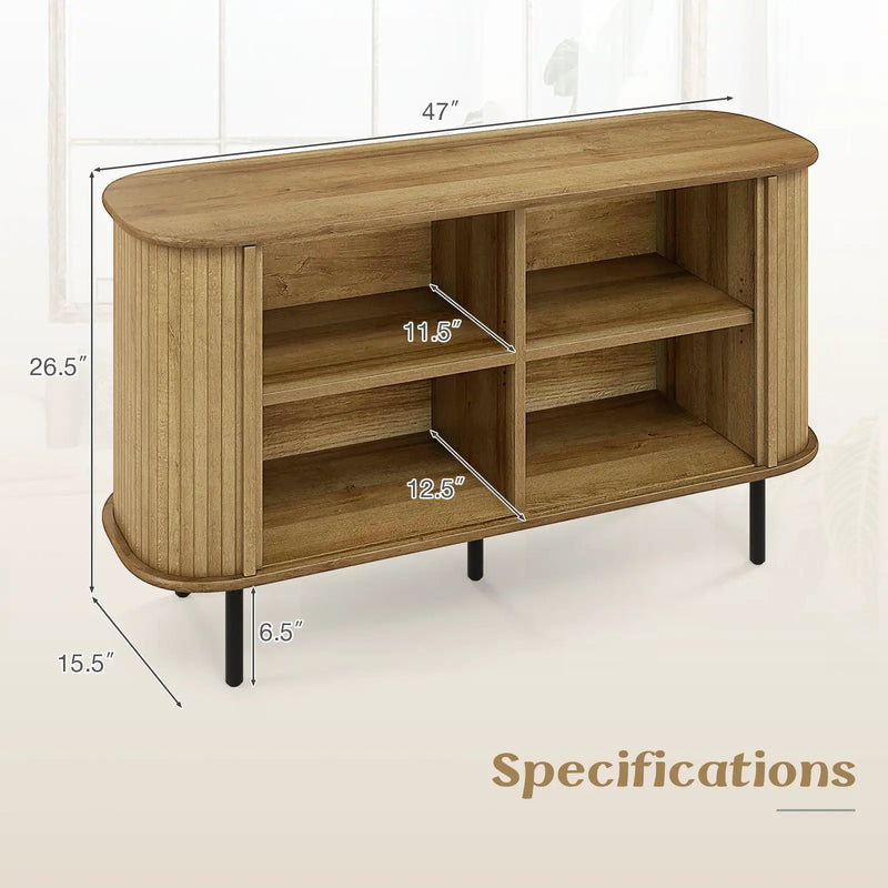 47 Inch Sideboard Buffet Cabinet with Adjustable Shelves for Kitchen Dining Room Living Room Entryway-Oak by DirectDeals
