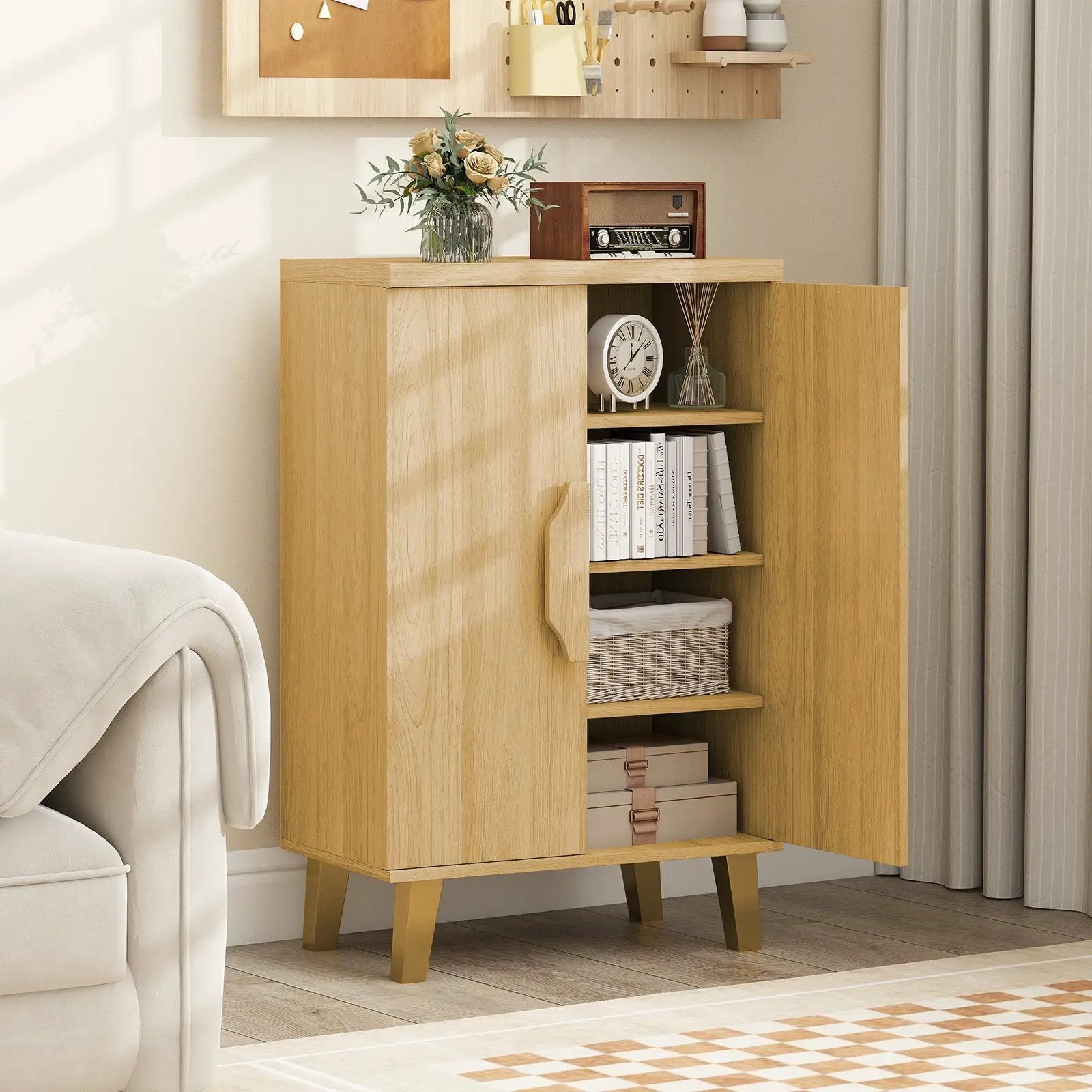 Buffet Cabinet with Double Doors and Raised Legs-Natural by DirectDeals
