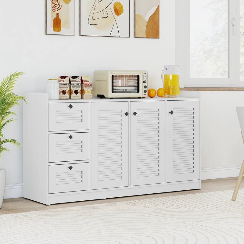 Buffet Cabinet with Storage Modern Sideboard Cabinet with 3 Doors-White by DirectDeals