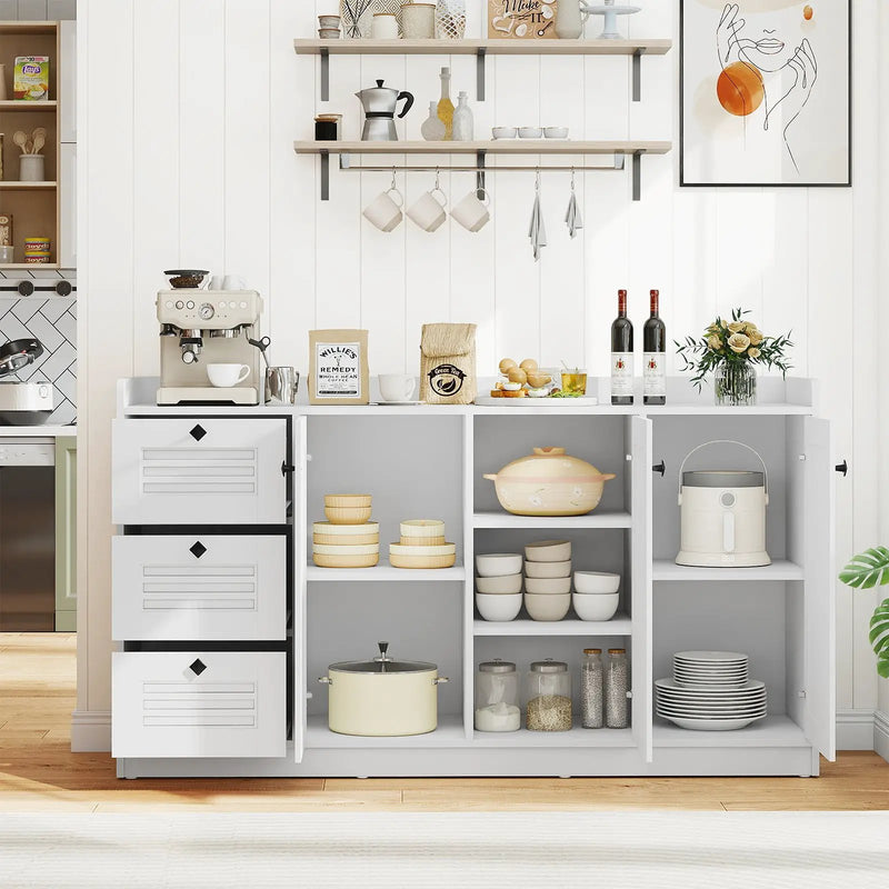 Buffet Cabinet with Storage Modern Sideboard Cabinet with 3 Doors-White by DirectDeals