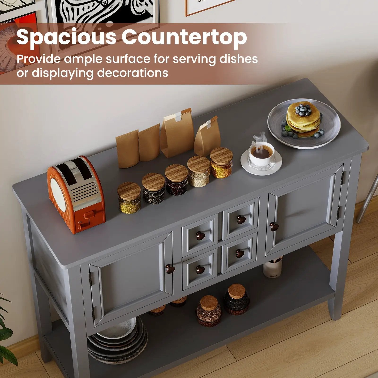 Buffet Sideboard Cabinet with 2 Doors and 2 Drawers by DirectDeals