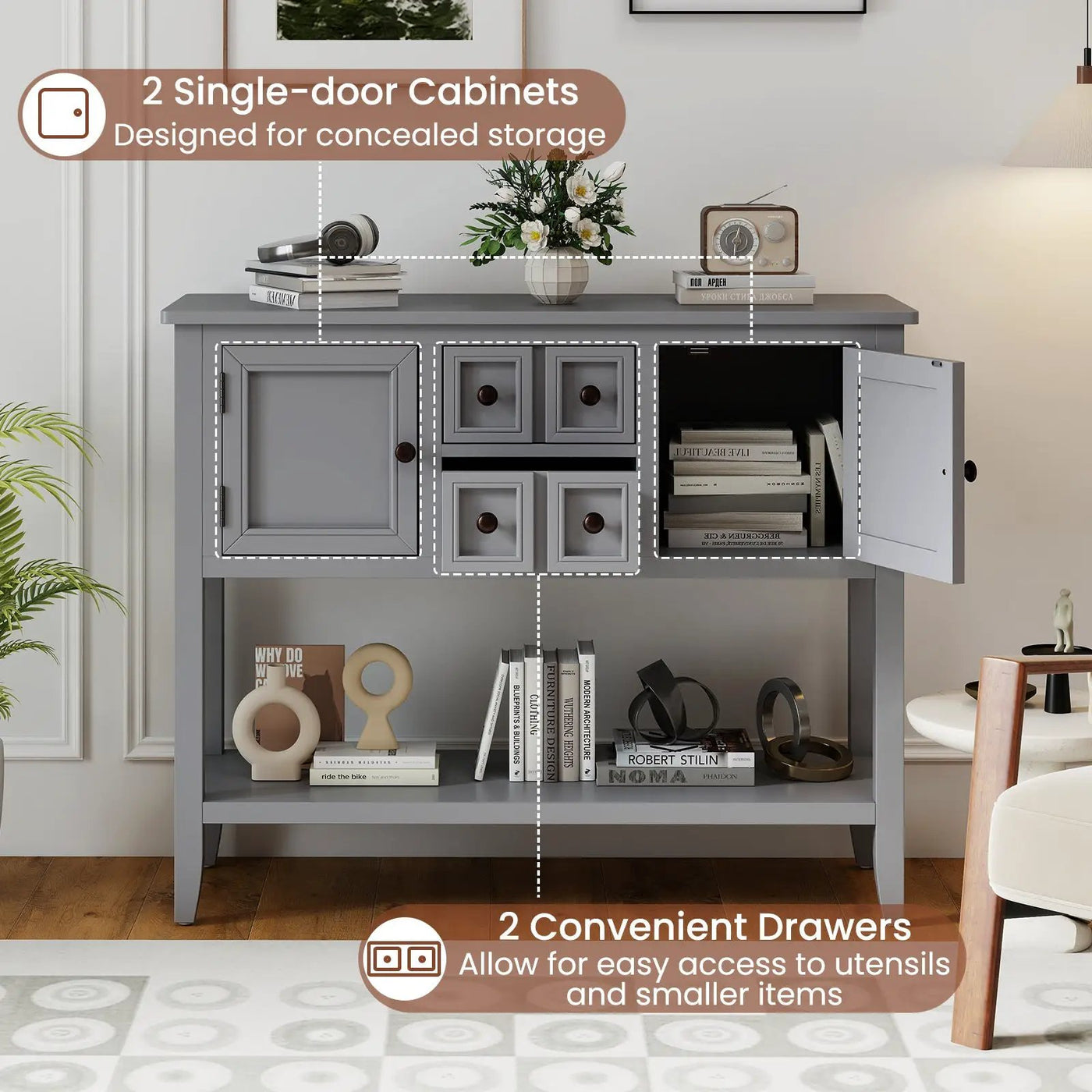 Buffet Sideboard Cabinet with 2 Doors and 2 Drawers by DirectDeals