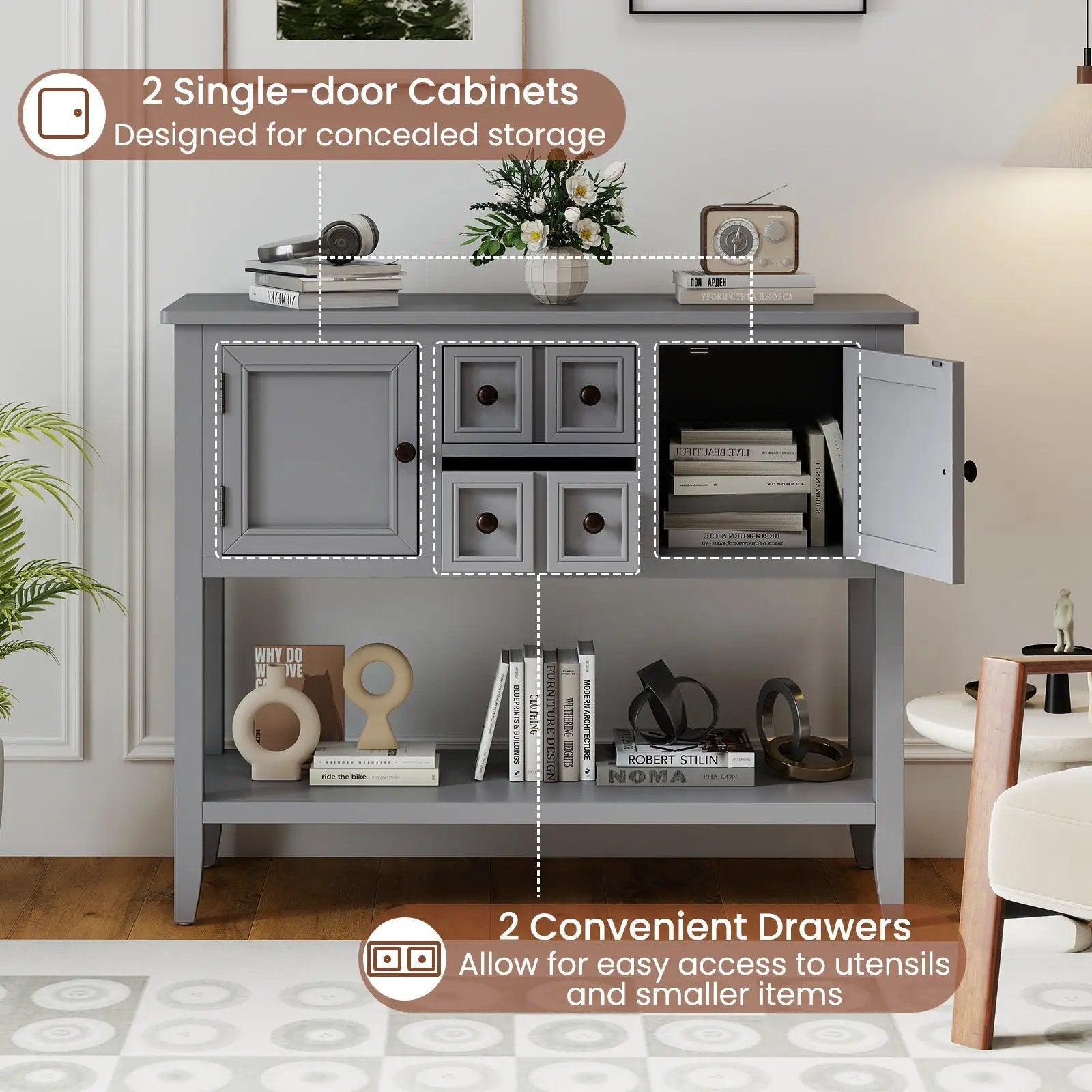 Buffet Sideboard Cabinet with 2 Doors and 2 Drawers by DirectDeals