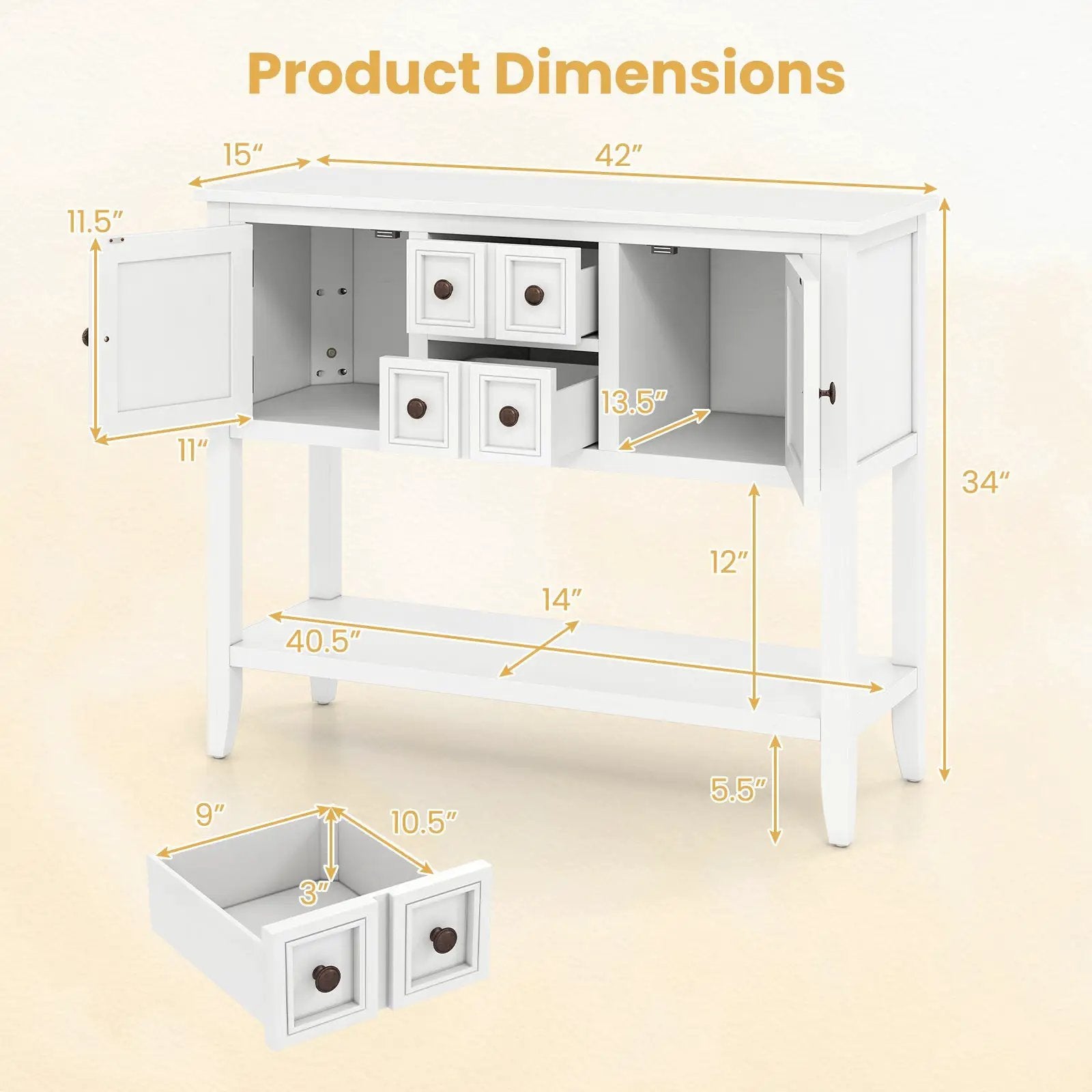 Buffet Sideboard Cabinet with 2 Doors and 2 Drawers by DirectDeals