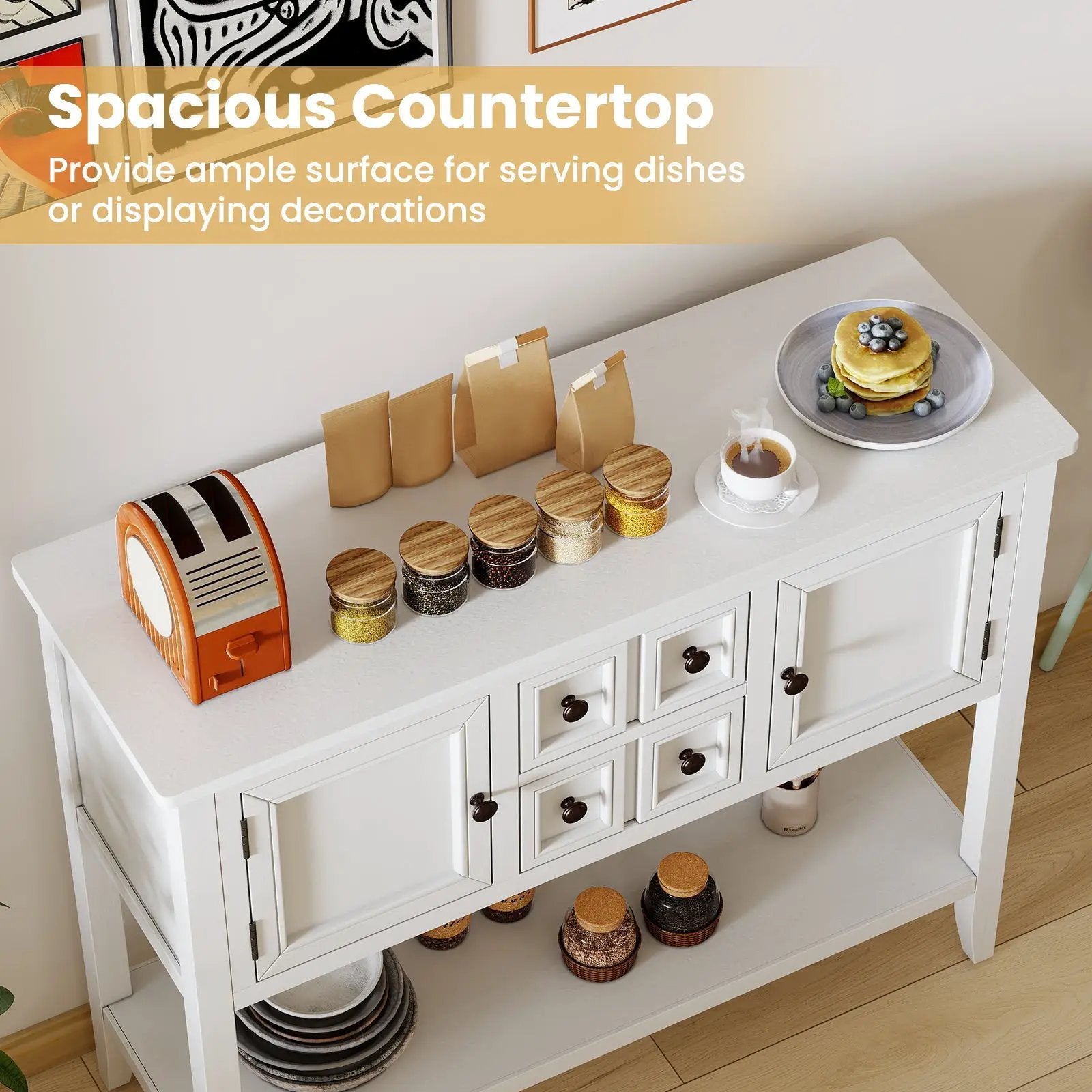 Buffet Sideboard Cabinet with 2 Doors and 2 Drawers by DirectDeals