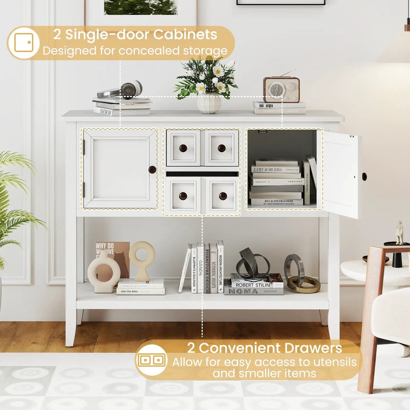 Buffet Sideboard Cabinet with 2 Doors and 2 Drawers by DirectDeals