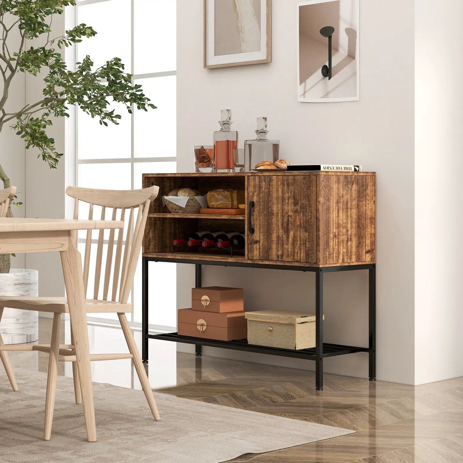 Buffet Sideboard Coffee Bar Cabinet with Power Outlets and USB Ports by DirectDeals