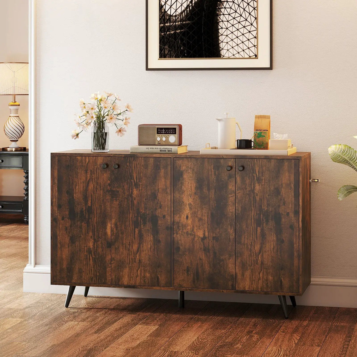 Buffet Sideboard Mid Century Modern Storage Cabinet with Adjustable Shelves by DirectDeals