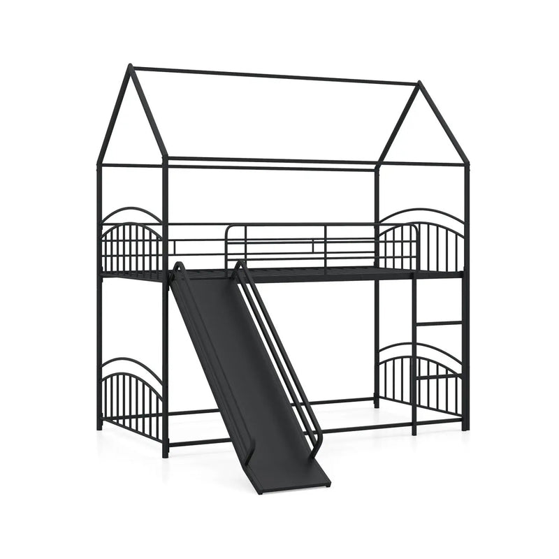 Bunk Bed Twin Over Twin House Bunk Bed Frame with Metal Slats by DirectDeals